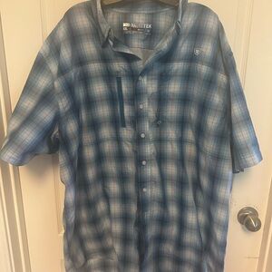 Ariat Tek Blue Plaid Casual Button Down Shirt